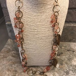 Vtg antique goldtone leaf necklace & bangles set